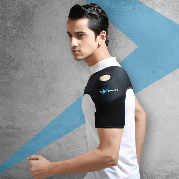 GoChamps Neoprene Shoulder Support + Multi Sports Gloves With Wrist Support + Elbow Support